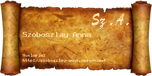 Szoboszlay Anna névjegykártya